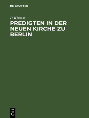 cover image of Predigten in der Neuen Kirche zu Berlin